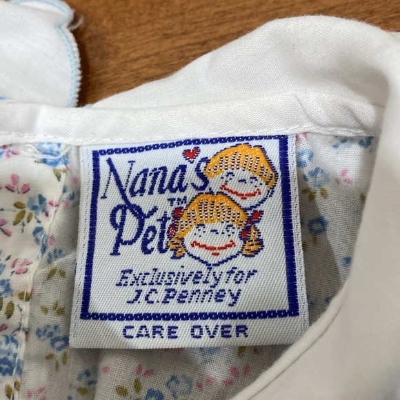 Vintage J.C. Penney Blue Floral Cottagecore Prairie Baby Apron Dress 9/12 M - Picture 4 of 4